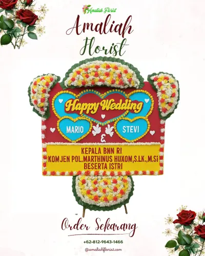 Karangan Papan Bunga Pernikahan di Sawatma
